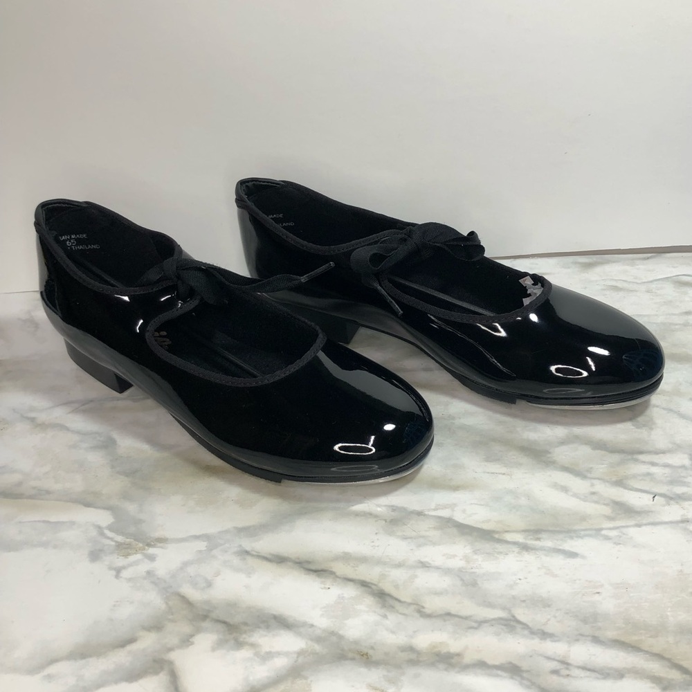Capezio Girls Black Patent Dance Tap Shoes Big Kids Size 8 - Picture 5 of 9